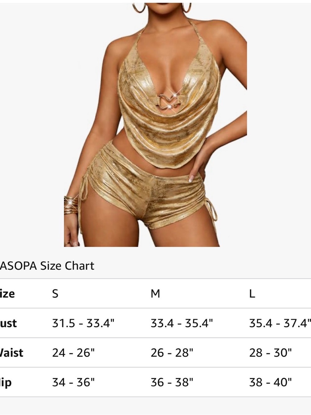 Women’s Metallic Gold Foil 2-Piece Swimsuit Bikini - Picture 3 of 4